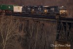 NS 9186 leads NS Intermodal Across Shepherdstown Bridge